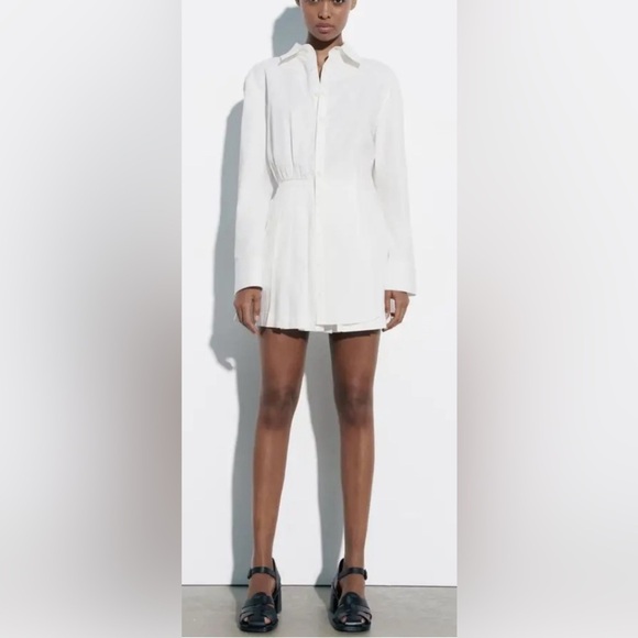 Zara Dresses & Skirts - Zara white long sleeve short dress medium